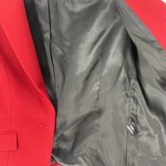 Helmut Lang Size 2 Red One Button Notched Collar 100% Wool Blazer Jacket - Picture 4 of 5